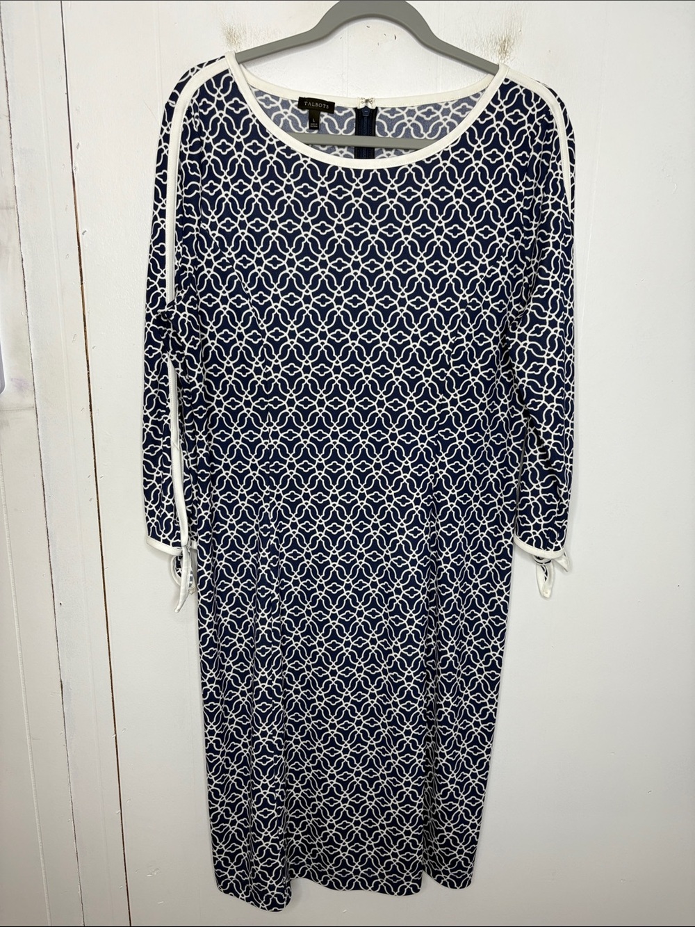 Talbots Dress Womens Large Jersey Stretch Shift Coastal Chic Office Summer Work